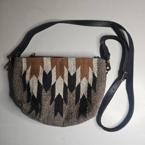 MZ Made Oaxaca Wool Crossbody Bag Zapotec Handwoven Geometric Leather Fair Trade